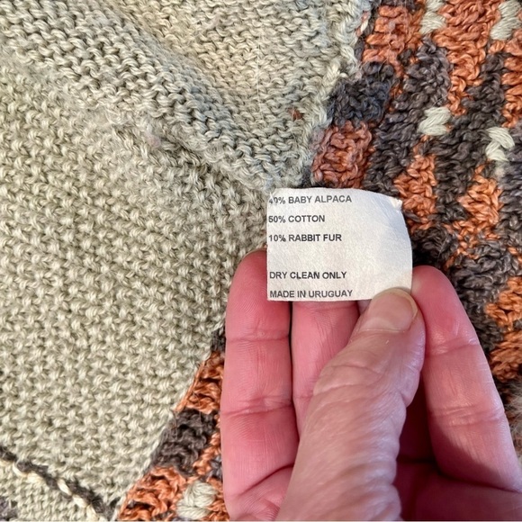 Roberta Frost Hand Knit Cardigan Sweater Alpaca Rabbit Fur Trim Medium !! - Picture 12 of 12